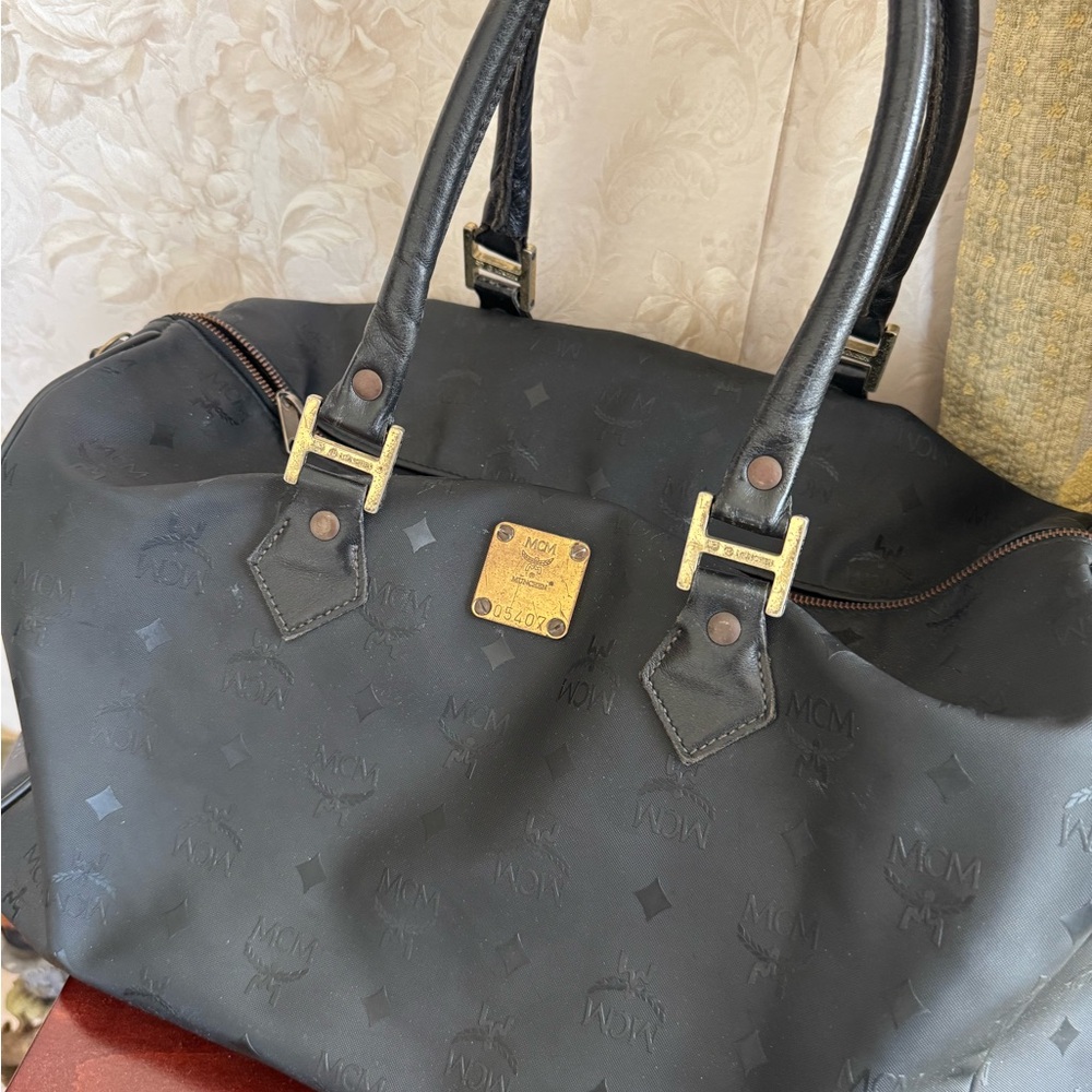 MCM Black Tote with Gold Hardware